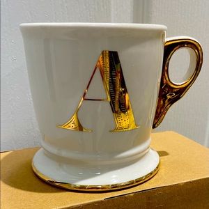 Anthropologie Limited Edition Gold Monogram Mug